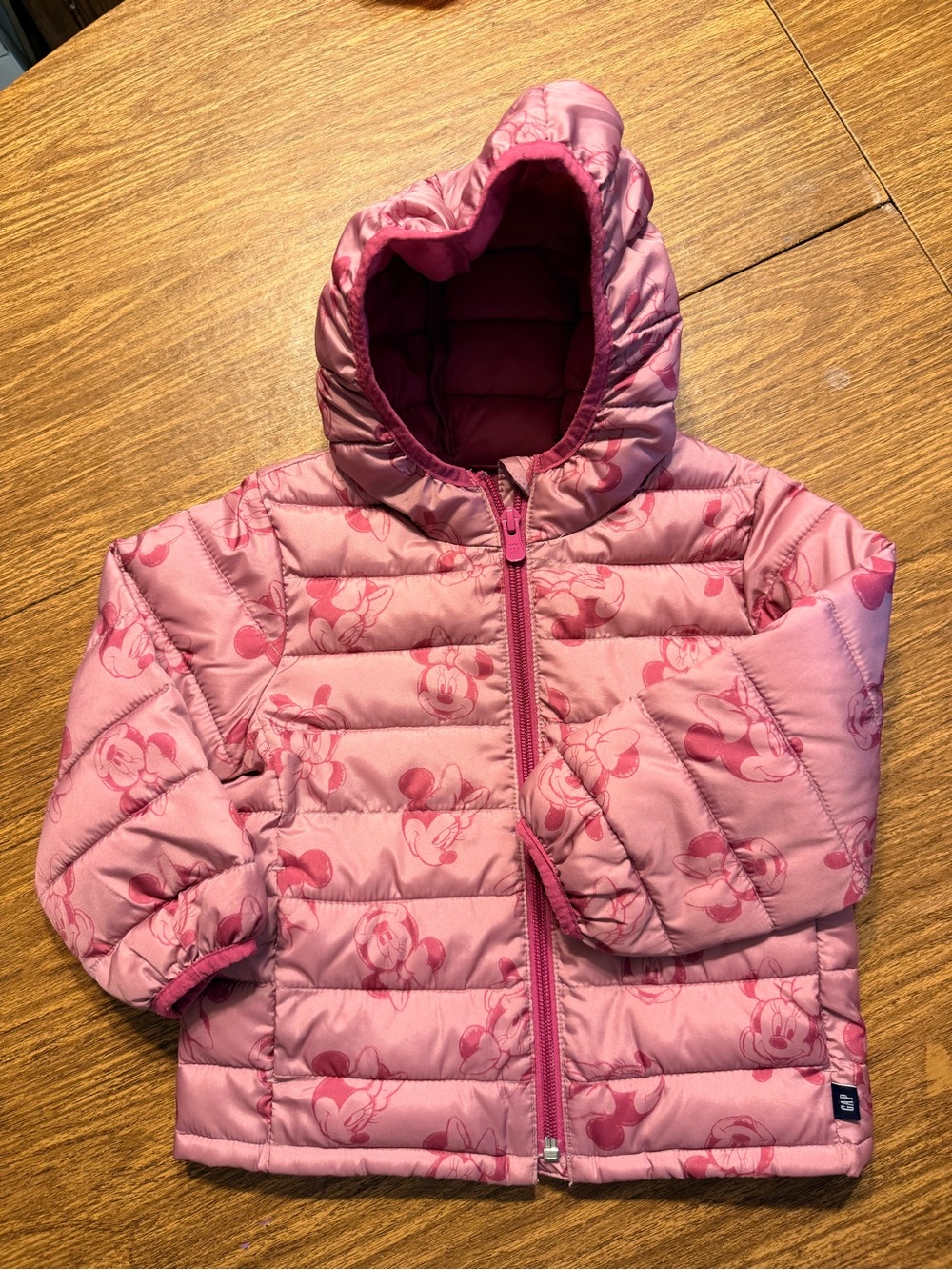 Baby Gap 2T Pink Minnie Mouse Quilted Hooded Jacket for Kids
